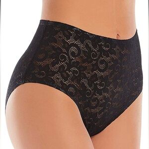 TC FINE INTIMATES Edge Black All-Over Lace High-Cut Brief Panty--XXL